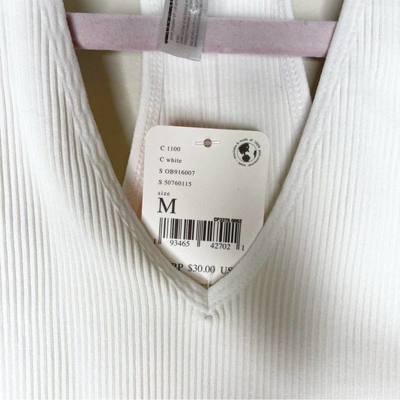 NWT Free People Movement White Vneck Ribbed Cropped Tank - Picture 3 of 4